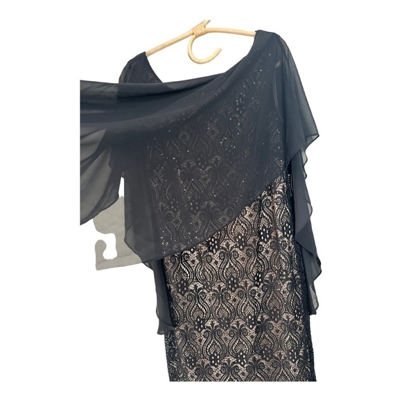 R&M Richards Cocktail Lace Knee Length Black Sequin Sheer Overlay Size 8 NEW - Picture 4 of 16